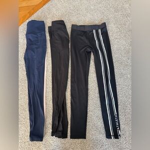 Athleta Girl High Rise Chit Chat & Elation Leggings  x3 Sz 12 black & navy